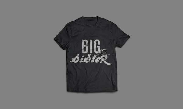 Big Sister T Shirt For Girls & Boys - Vector