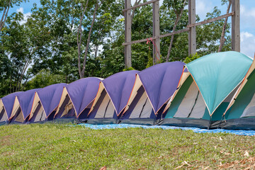 Many tents that tourists put together on the campsite