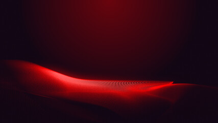 Dot red purple wave line light gradient dark background. Abstract  technology big data digital background. 3d rendering.