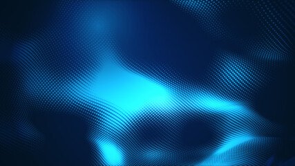 Obraz premium Dot blue wave light screen gradient texture background. Abstract technology big data digital background. 3d rendering.