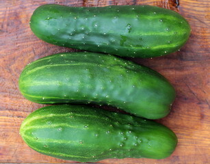 cucumbers on a wooden table