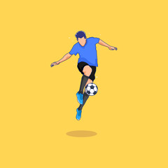 Fototapeta na wymiar Soccer player kicking ball Vector illustration