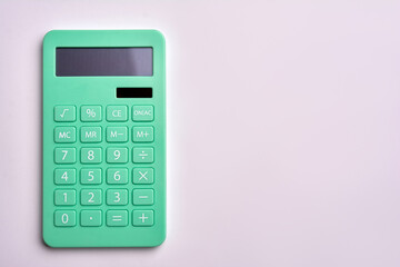 Green Calculator isolated on white background. modern calculator