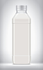 Plastic Bottle on background with Milk. 