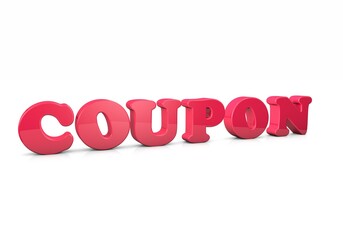 COUPON word on white background 3d rendered illustration