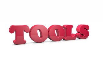 TOOLS word on white background 3d rendered illustration