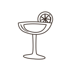 margarita cocktail with lemon free form line style icon vector design