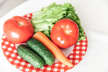 Colorful natural whole vegetables on the table ready for preparing food.