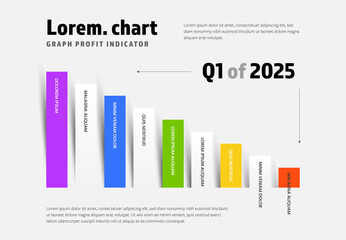 Modern business graph chart layout, vector paper shadow elements