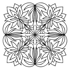 Modern isolated black and white illustration design of lined transparent flower. Can be used for printing on paper, textiles, backgrounds, logos, tattoos, invitations.