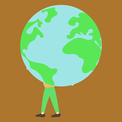 Man holds the globe in his hands