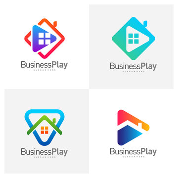 Set of Play House logo design vector template, Icon play logo concepts