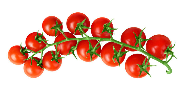 Perfect cherry tomatoes isolated on white. Top view.