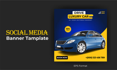 Luxury car sale social media post advertising banner template