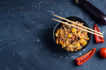 Fried rice with vegetables in a bowl
