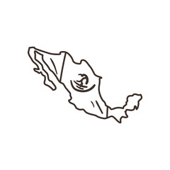 mexican flag in map shaped free form line style icon vector design