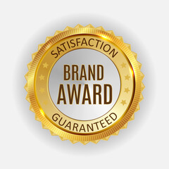 Brand Award Golden Label Sign. Vector Illustration