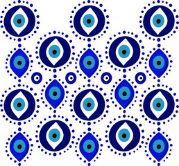 Mandala greek evil eye vector - symbol of protection - blue turkish