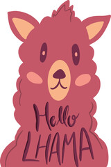 A funny llama, alpaca says hello. Hello card. Vector illustration
