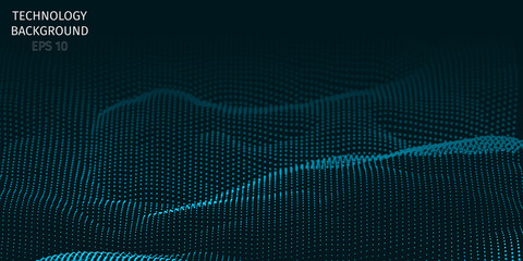 Obraz premium 3d abstract digital technology background. Futuristic sci-fi user interface concept with gradient dots and lines. Big data, artificial intelligence, music hud. Blockchain and cryptocurrency. Vector