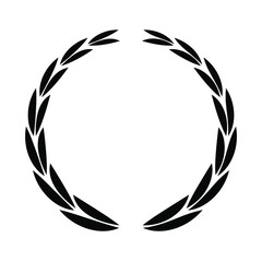 Black wreath icon. Round leaves frame vector illustration.
