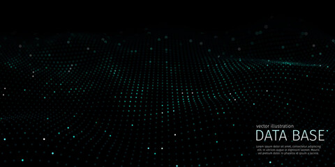 3d abstract digital technology background. Futuristic sci-fi user interface concept with gradient dots and lines. Big data, artificial intelligence, music hud. Blockchain and cryptocurrency. Vector