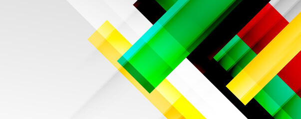 Geometric abstract backgrounds with shadow lines, modern forms, rectangles, squares and fluid gradients. Bright colorful stripes cool backdrops