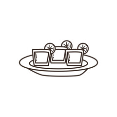 tequila shots with lemon free form line style icon vector design