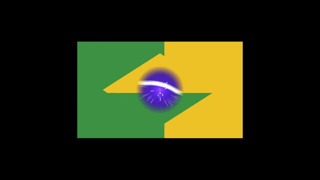 Brazil Flag with dynamic Animated Motion Video. Isolated Transparent background