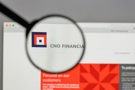 Milan, Italy - August 10, 2017: CNO Financial Group logo on the website homepage.