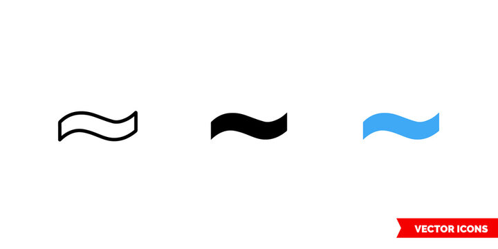 Dash, tilde symbol icon of 3 types color, black and white, outline. Isolated vector sign symbol.