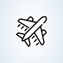 Airplane or Airport icon or logo line art style. Aircraft, flight tickets air fly travel takeoff. vector illustration elements of shopping center icons for ui and ux, website or mobile application