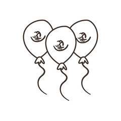 mexican flag in balloons shaped free form line style icon vector design