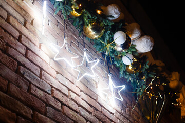 Various Christmas lights display on the street