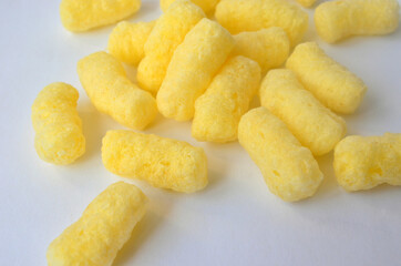 Corn sticks on a white background. Cereal.