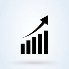 Growing graph or Statistics icon or logo. Bar Chart concept. finance and management vector illustration.