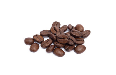 Roasted coffee beans isolated on white background
