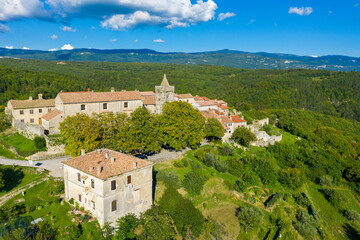 Fototapeta na wymiar Aerial view of Hum, the smallest town in the world, Istra, Croatia