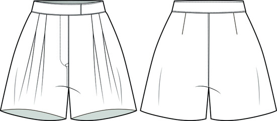 Short pants women. Vector sketch fashion
