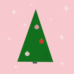  Christmas background with decorated tree. Modern design. Christmas and New Year elements for decoration. Vector illustration