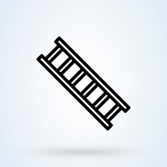 Step ladder or Career ladder icon or logo line art style. Outline Climbing Ladder concept. Stairs vector illustration.