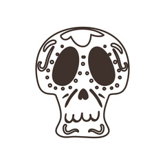 mexican skull free form line style icon vector design