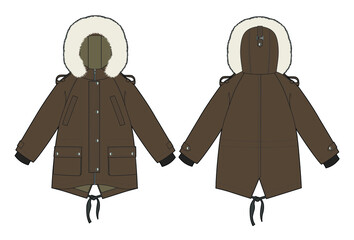 Faux fur parka, vector sketch. Kids wear © Анастасия Боровик