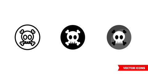 Heavy metal music genre icon of 3 types color, black and white, outline. Isolated vector sign symbol.