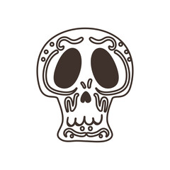 mexican skull free form line style icon vector design