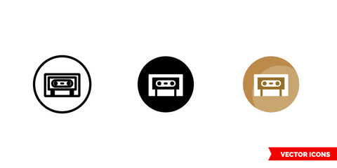 Indie music genre icon of 3 types color, black and white, outline. Isolated vector sign symbol.