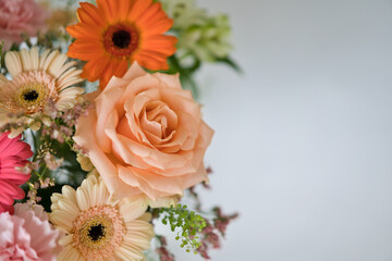 Bouquet of gerberas, roses and carnations