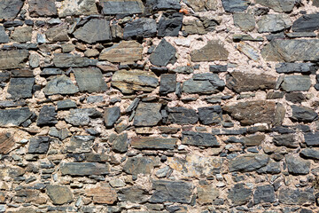Architecture textures, detailed rusty and rustic old wall masonry schist