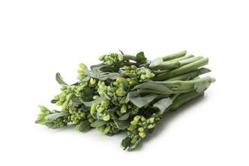 Fresh green broccolini isolated on white background