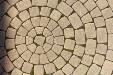 road surface texture background, yellow-brown paving stones.
